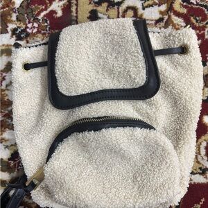 Zara Cream and Black Textured Backpack
